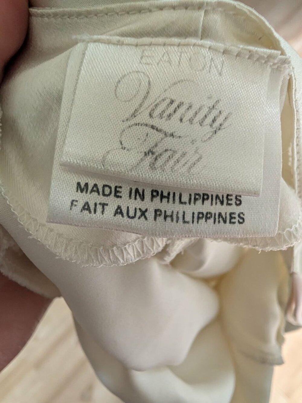 Vintage Eaton Satin Slip Dress Floral Appliqué Coquette Fairy Y2K M - Picture 7 of 9